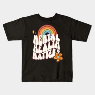 Mental health matters groovy textography Kids T-Shirt